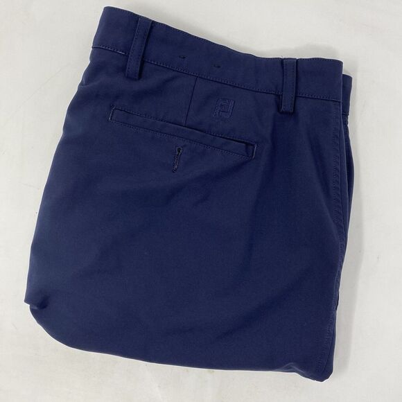 FootJoy FJ Men's 40 Navy Blue Flat Front Stretch Chino Bermuda Golf Shorts‎ - Picture 1 of 6